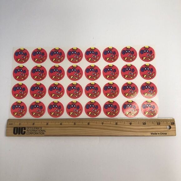 vintage stickers good for you face red blue yellow round sheet 80s 90s - Picture 4 of 7